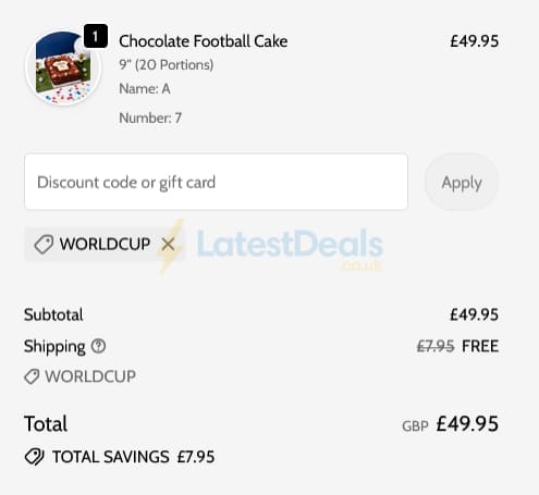 Screenshot of the Patisserie Valerie discount code working
