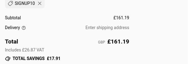 Screenshot of the Green-feathers discount code working