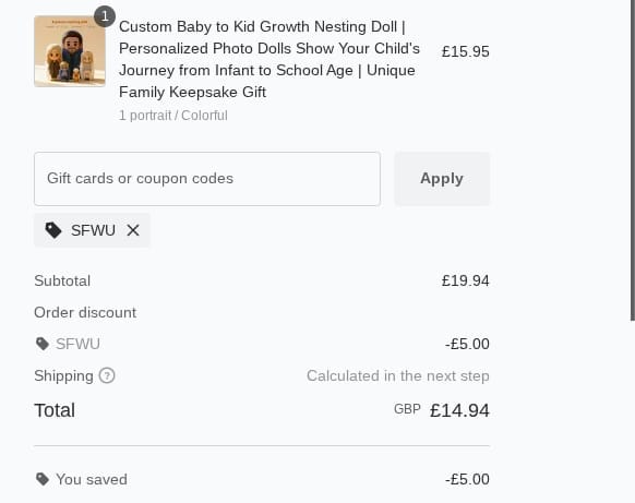 Screenshot of the Soufeel discount code working