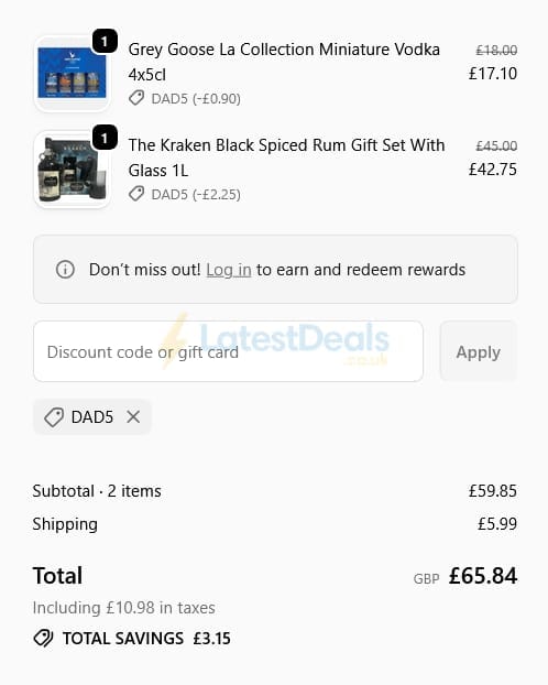 Screenshot of the Threshers discount code working