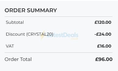 Screenshot of the Dartington Crystal discount code working