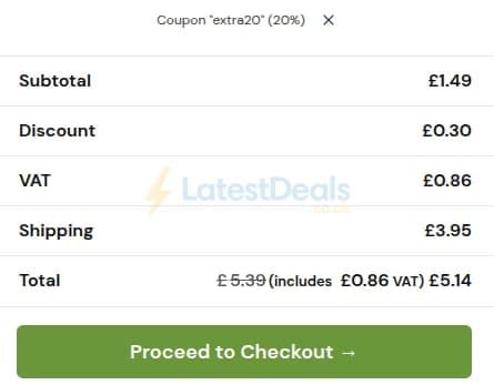 Screenshot of the Eliquid Flavour Concentrates discount code working