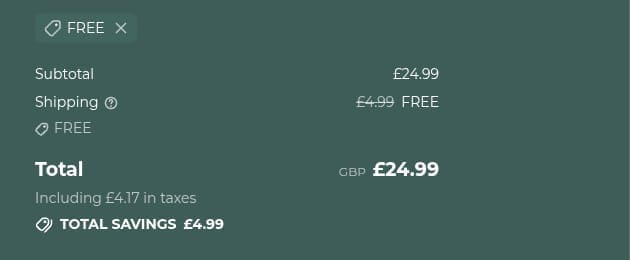 Screenshot of the Provacan discount code working
