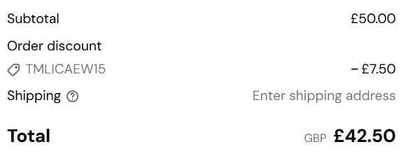 Screenshot of the TM Lewin discount code working
