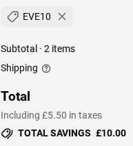 Screenshot of the Dibor discount code working
