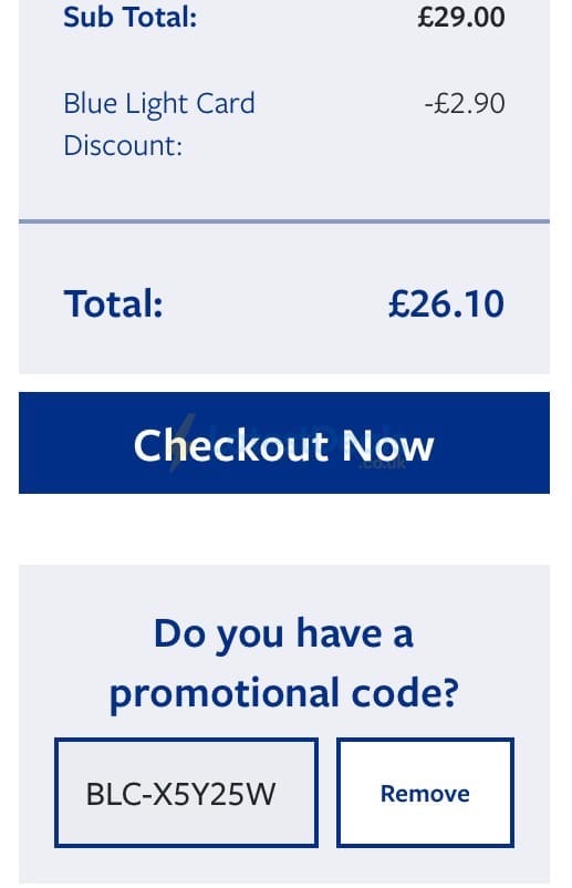 Screenshot of the TGJones discount code working