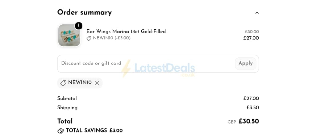 Screenshot of the Potter & Mooch discount code working