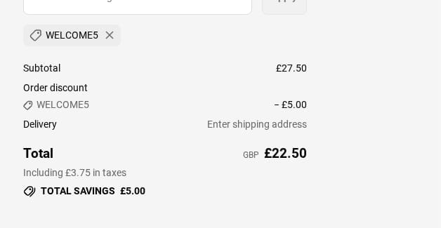Screenshot of the Misfits discount code working