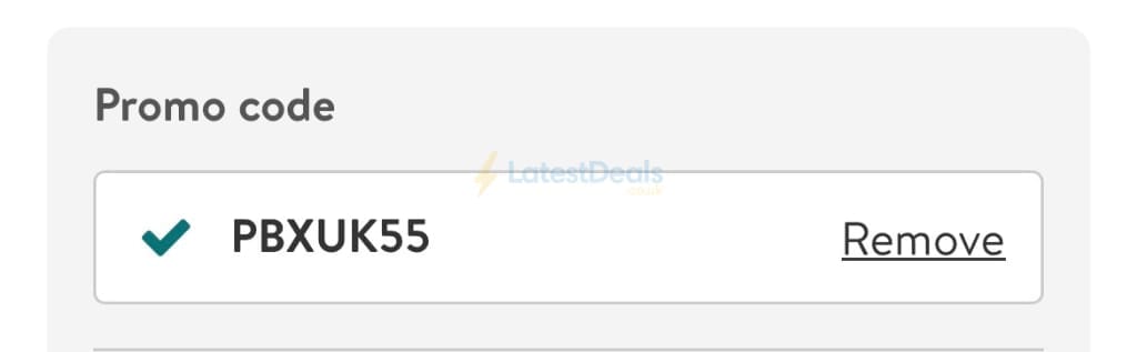 Screenshot of the Photobox discount code working