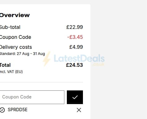 Screenshot of the Spreadshirt discount code working