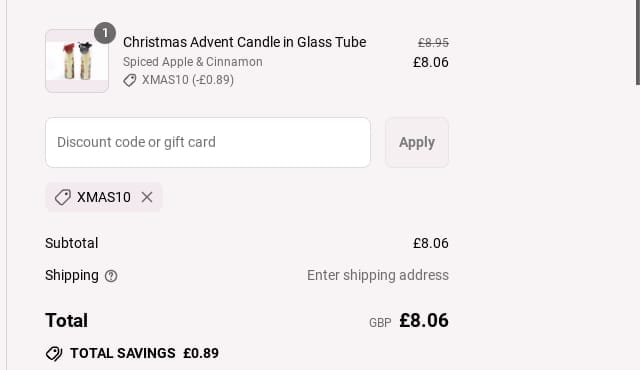 Screenshot of the Live Laugh Love discount code working