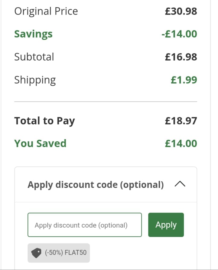 Screenshot of the WeightWorld discount code working
