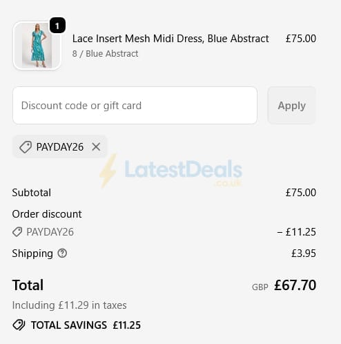 Screenshot of the Jolie Moi discount code working