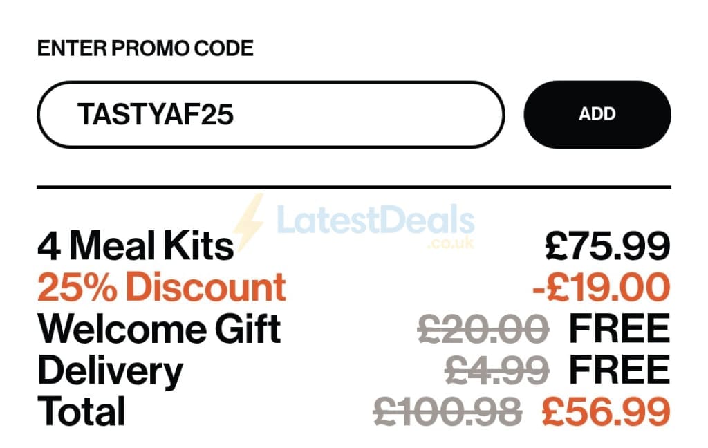 Screenshot of the Grubby discount code working