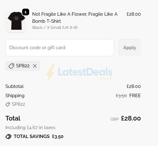 Screenshot of the The Spark Company discount code working