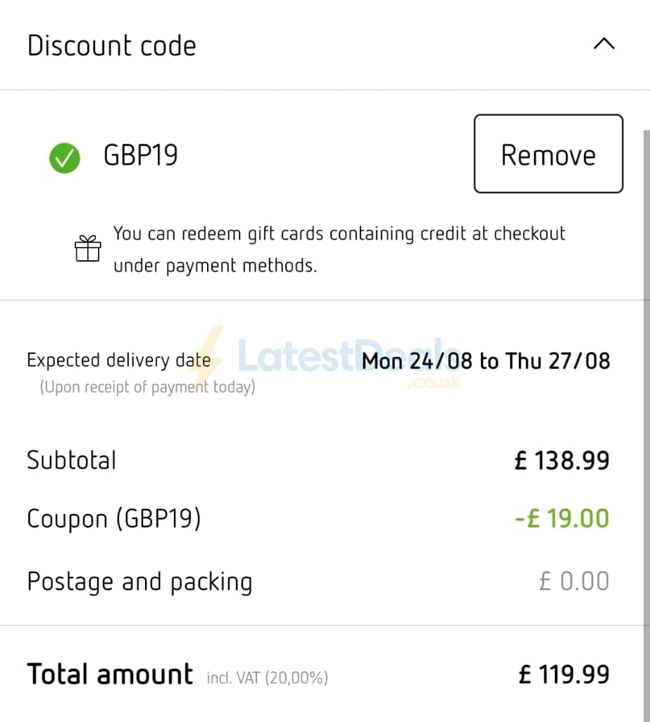 Screenshot of the Parfumdreams discount code working