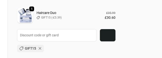 Screenshot of the MYPURE discount code working
