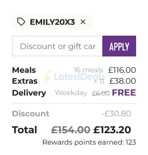 Screenshot of the Planty discount code working