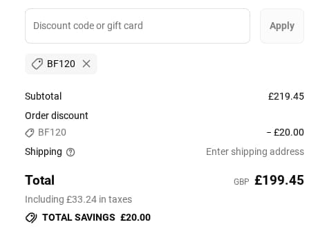 Screenshot of the Revital discount code working