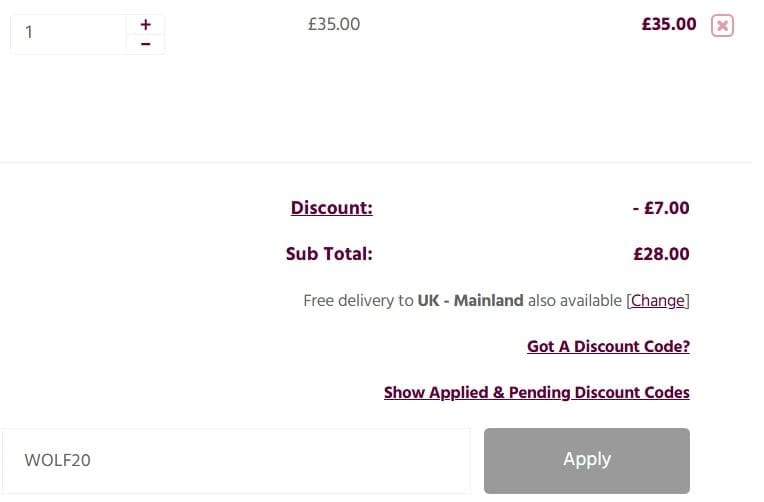 Screenshot of the Leglicious discount code working