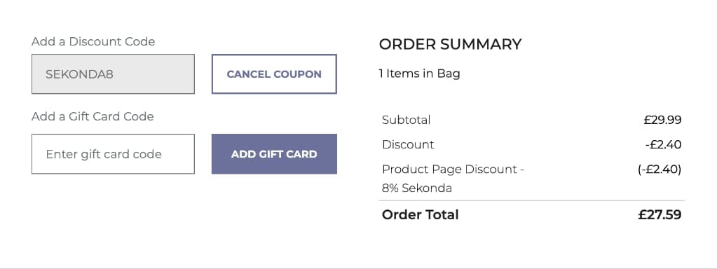 Screenshot of the House Of Watches discount code working