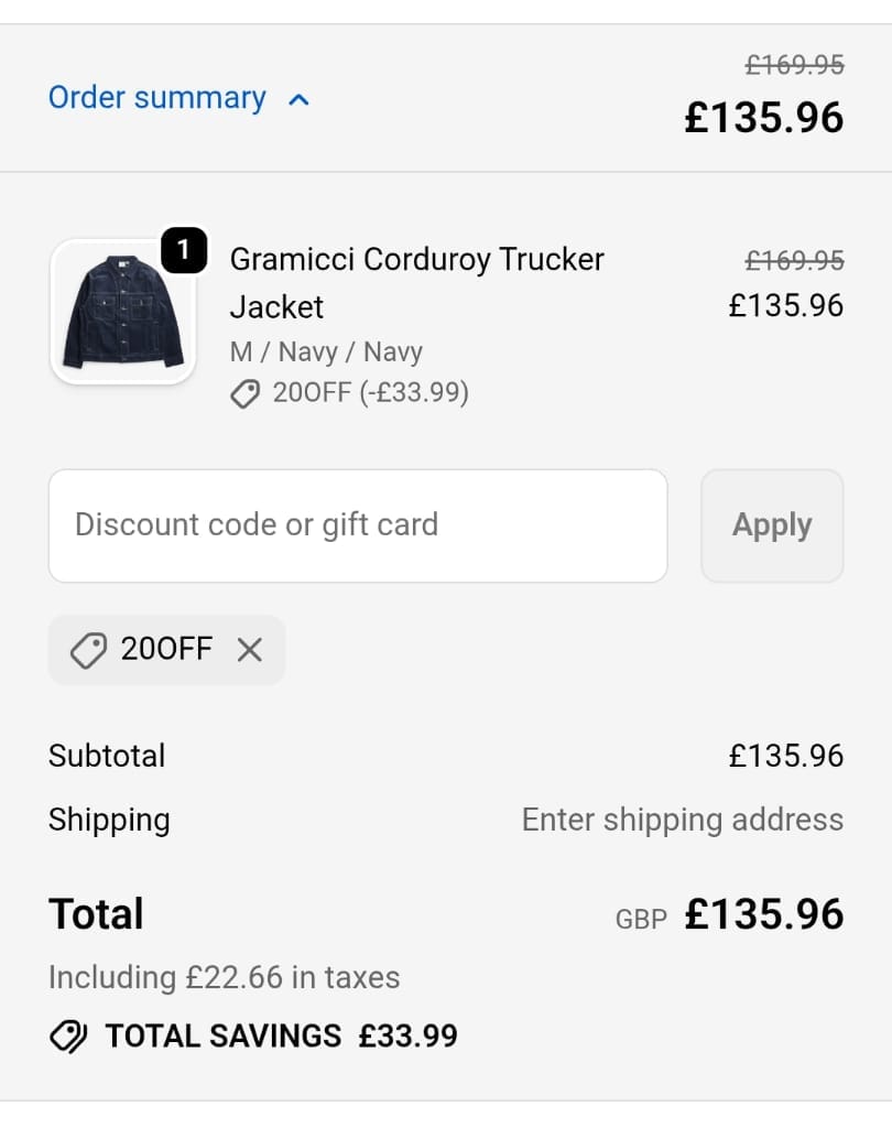 Screenshot of the Urbanindustry discount code working