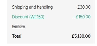Screenshot of the Watchfinder & Co. discount code working