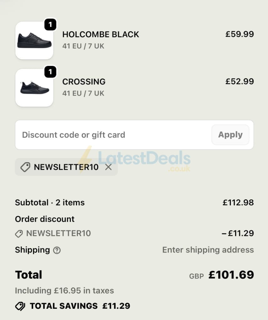 Screenshot of the Shoes For Crews discount code working