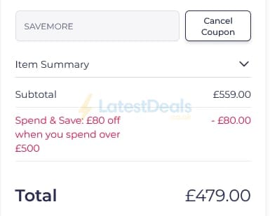 Screenshot of the Happy Beds discount code working
