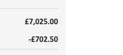 Screenshot of the William May discount code working