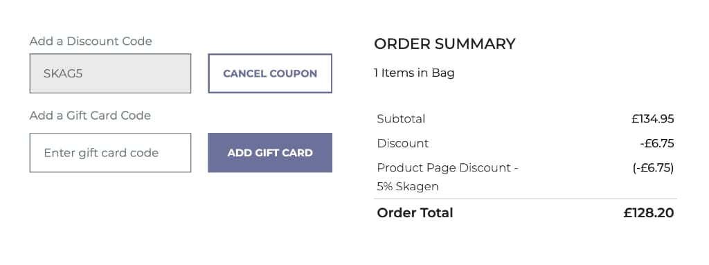 Screenshot of the House Of Watches discount code working