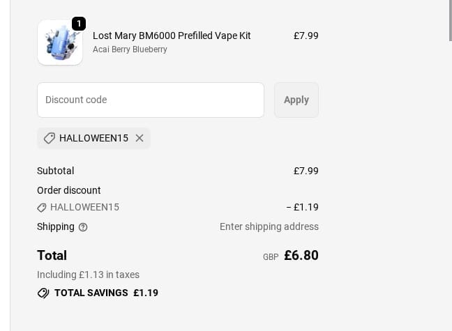 Screenshot of the Greyhaze discount code working