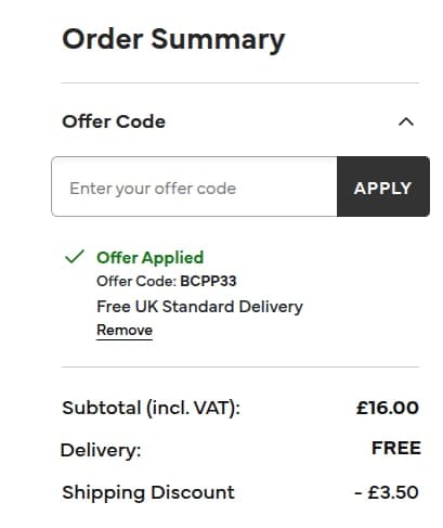 Screenshot of the Bonmarche discount code working