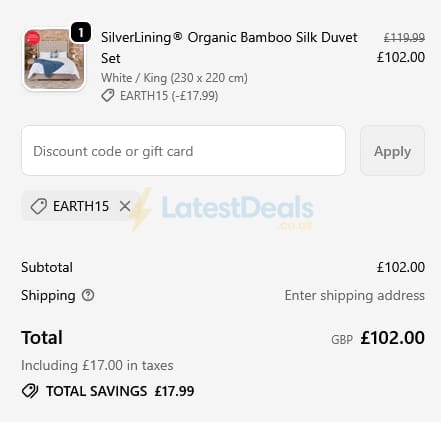 Screenshot of the Luff Sleep discount code working