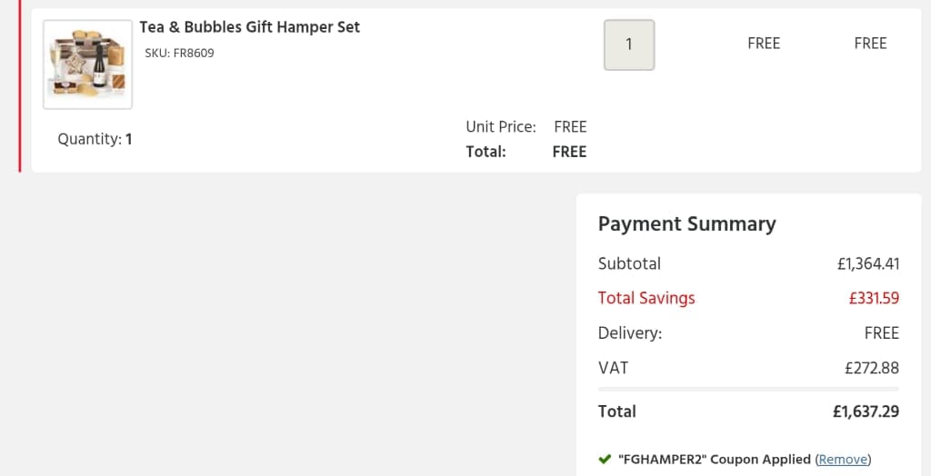 Screenshot of the UK Office Direct discount code working