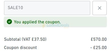 Screenshot of the Lampandlight discount code working