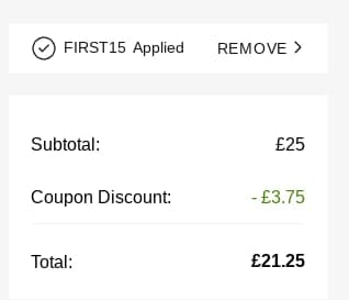 Screenshot of the Amelianour discount code working