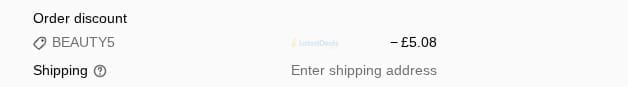 Screenshot of the Beauty Fresh discount code working