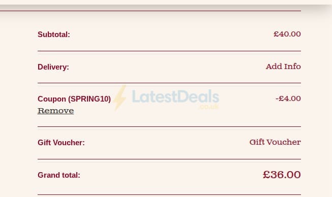 Screenshot of the Lottie Shaw's discount code working