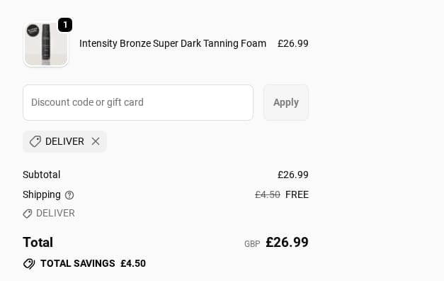 Screenshot of the Rose and Caramel discount code working