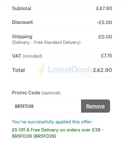Screenshot of the Baker Ross discount code working