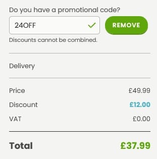 Screenshot of the Hooray Heroes discount code working