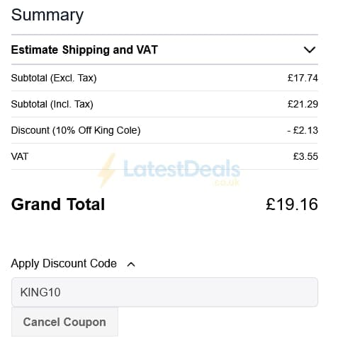 Screenshot of the WoolBox discount code working