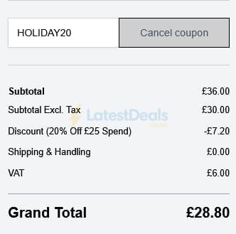 Screenshot of the WoolBox discount code working