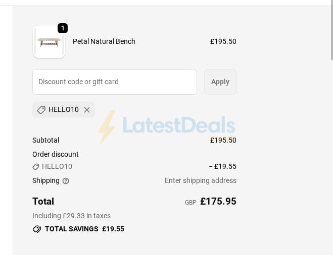 Screenshot of the Just Fabrics discount code working