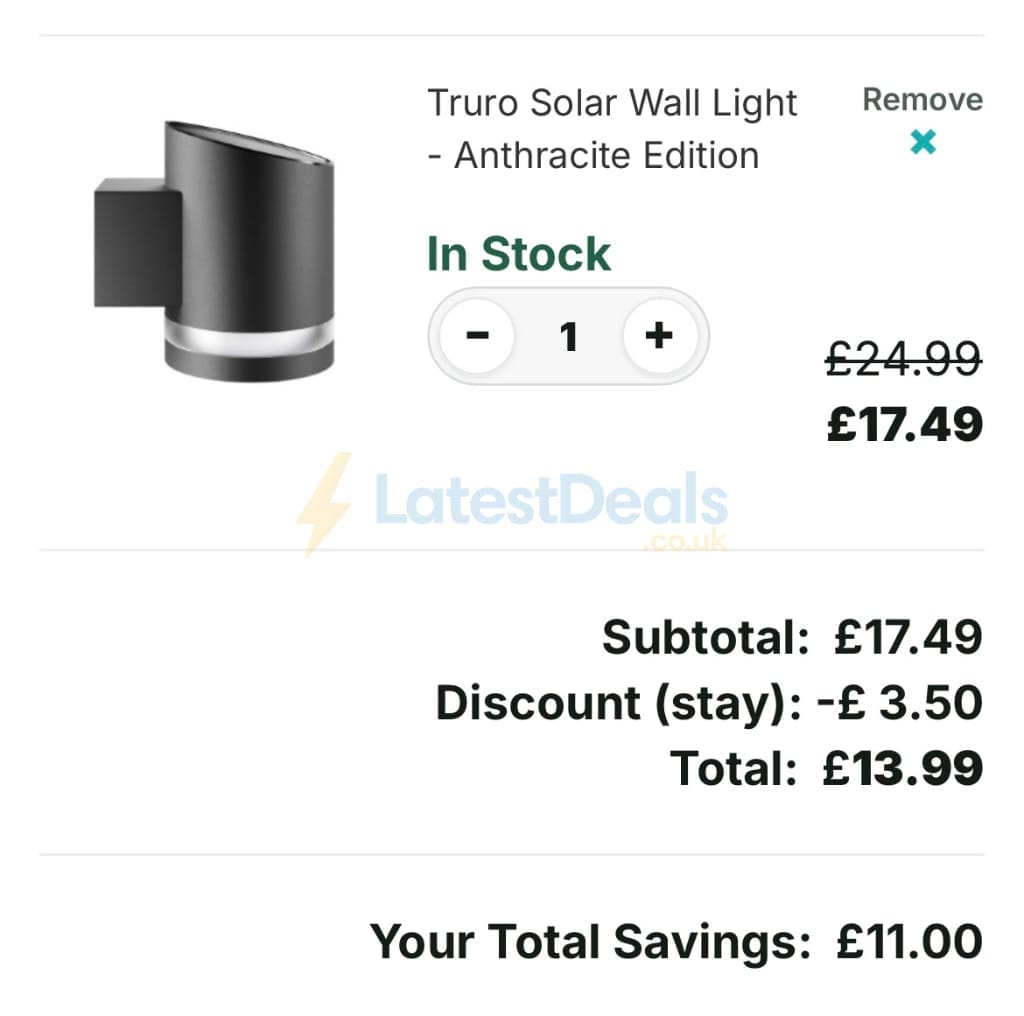 Screenshot of the Solar Centre discount code working