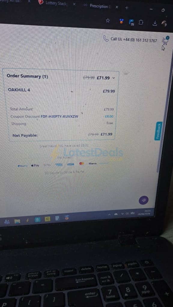 Screenshot of the Specscart discount code working