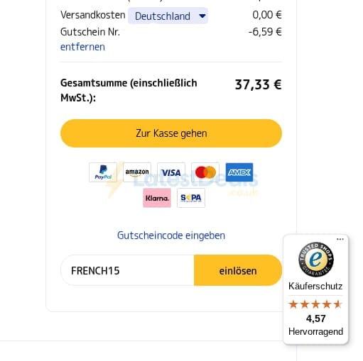 Screenshot of the medimops discount code working