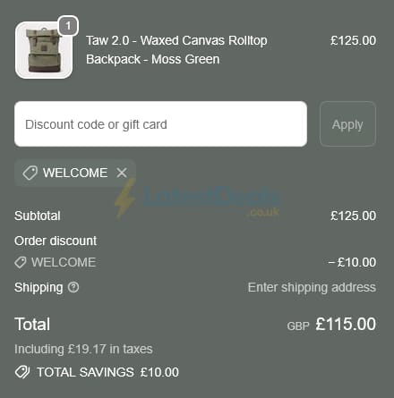 Screenshot of the KOVERED discount code working