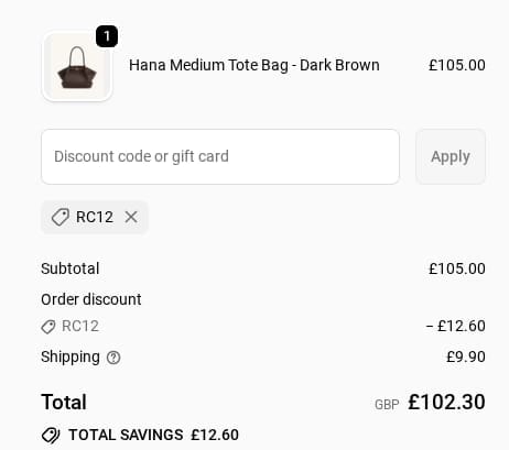Screenshot of the JW PEI discount code working